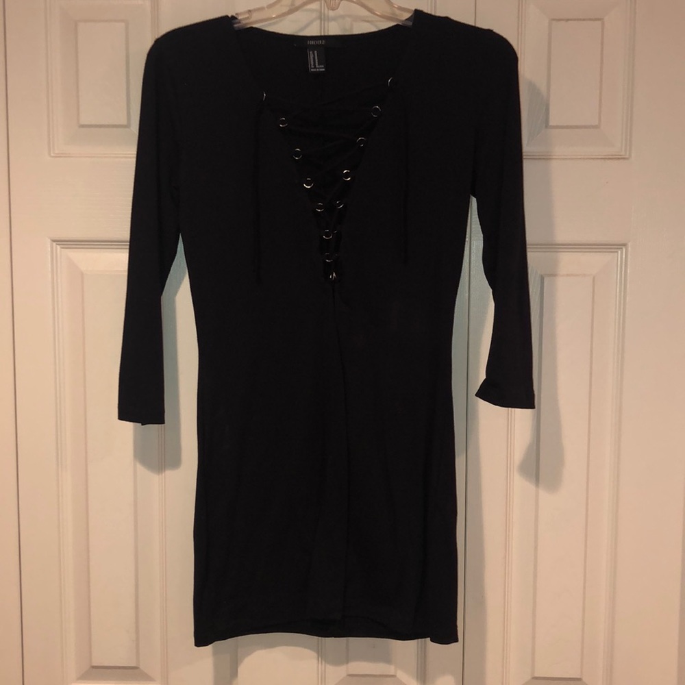 Black forever 21 cross front dress